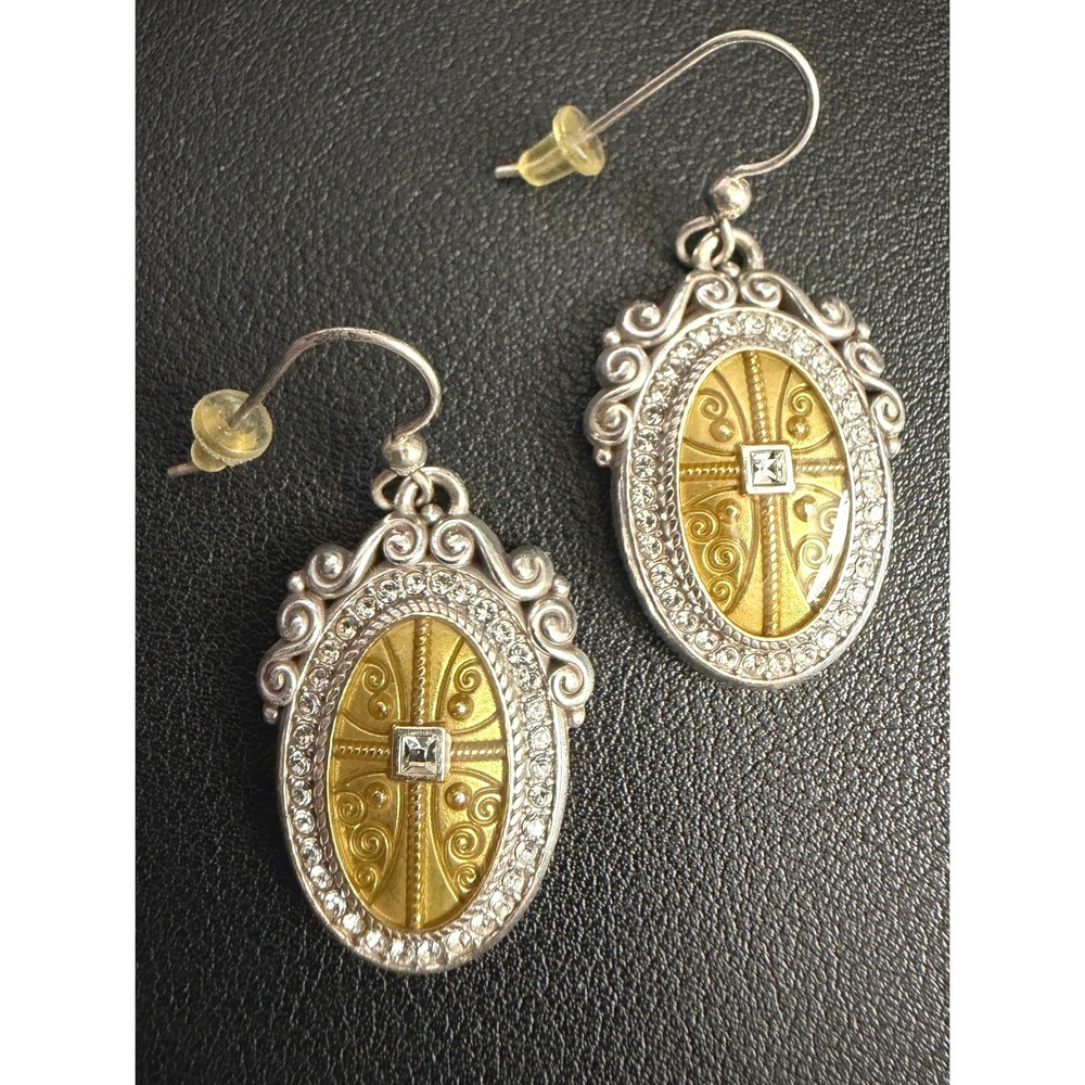 Victorian Revival Earrings Silver Tone Gold Tone Rhinestone Dangle